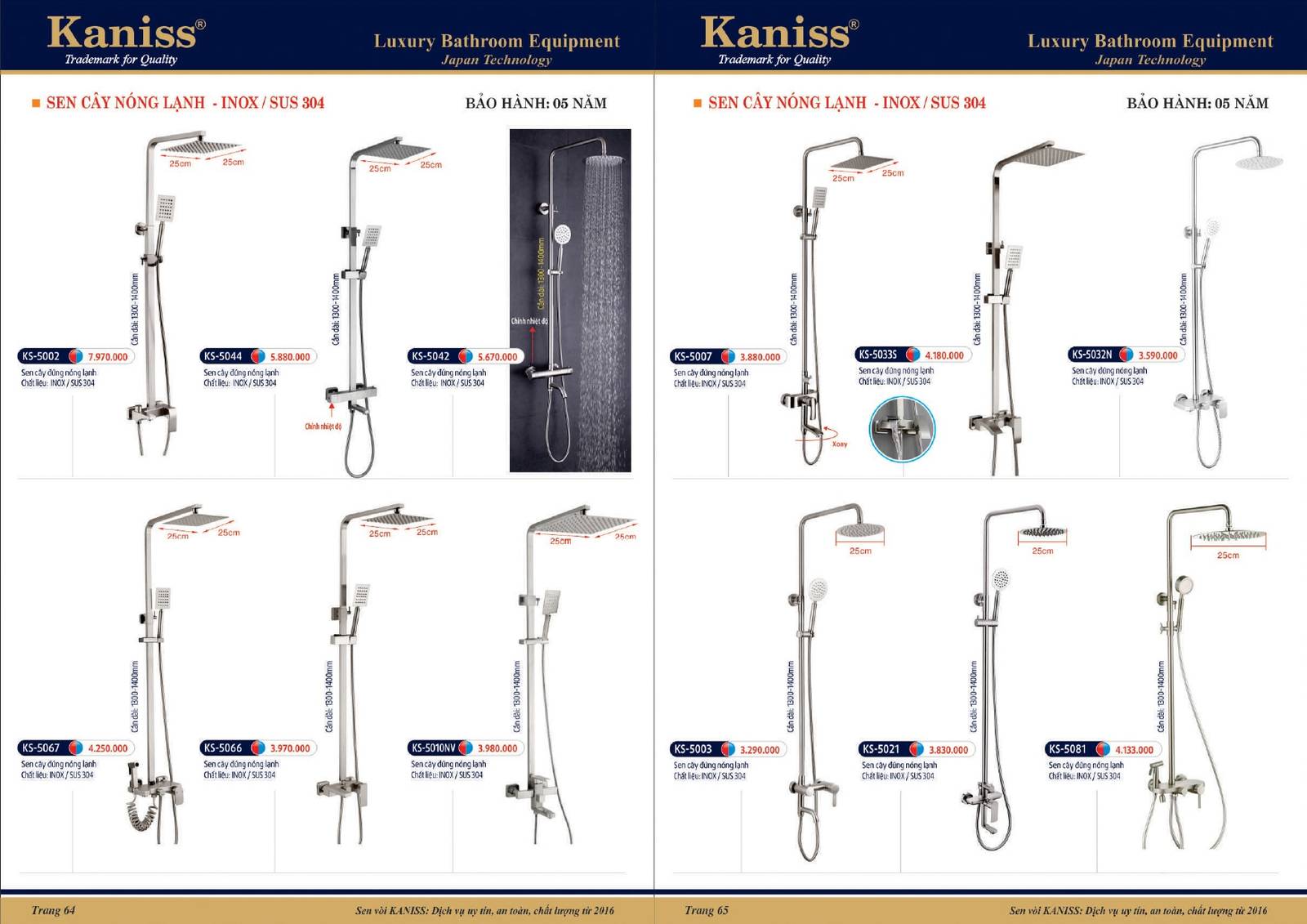 Bảng giá và Catalogue Thiết bị vệ sinh KANISS mới nhất 2025 /Page 33